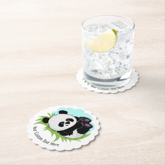 Cute Panda aangepaste onderzetters tekstpapier (Insitu)