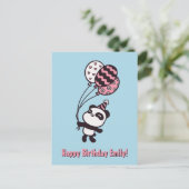 Cute Panda and Balloons, Happy Birthday Card Briefkaart (Staand voorkant)