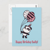 Cute Panda and Balloons, Happy Birthday Card Briefkaart (Voorkant / Achterkant)