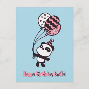 Cute Panda and Balloons, Happy Birthday Card Briefkaart