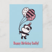Cute Panda and Balloons, Happy Birthday Card Briefkaart (Voorkant)