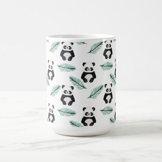 Cute panda and palm leaf pattern koffiemok (Center)