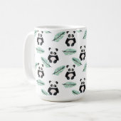 Cute panda and palm leaf pattern koffiemok (Voorkant links)