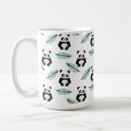 Cute panda and palm leaf pattern koffiemok