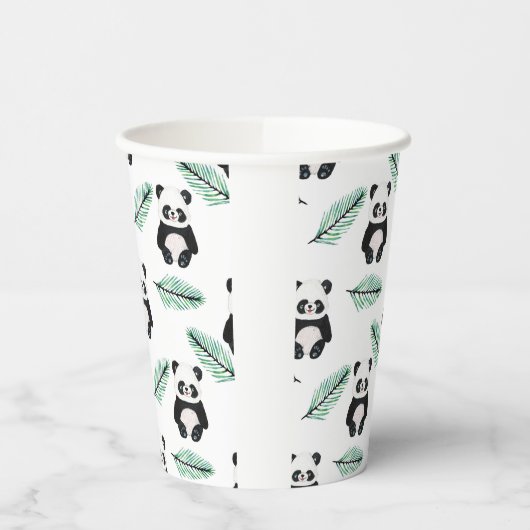 Cute panda and palm leaf pattern papieren bekers (Links)