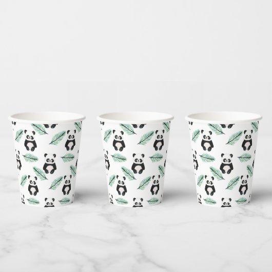 Cute panda and palm leaf pattern papieren bekers (Multi)