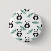 Cute panda and palm leaf pattern ronde button 3,2 cm (Voorkant)