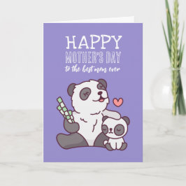 Cute Panda Animal Cartoon Happy Moederdag Kaart