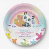 Cute Panda Art Craft Party Rainbow Birthday Papieren Bordje (Voorkant)
