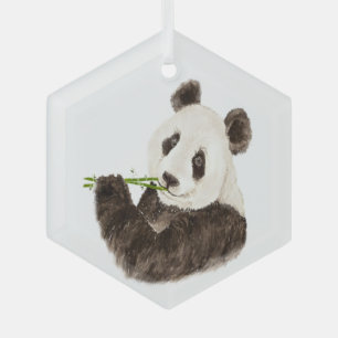 Cute Panda Asian Beer Animal Bamboo Glas Ornament