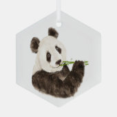 Cute Panda Asian Beer Animal Bamboo Glas Ornament (Achterkant)