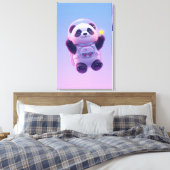 Cute Panda Astronaut Kinderen Muur Kunst – Grappig Canvas Afdruk (Insitu (Slaapkamer))