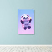 Cute Panda Astronaut Kinderen Muurkunst – Grappige Canvas Afdruk (Insitu (Houten vloer))