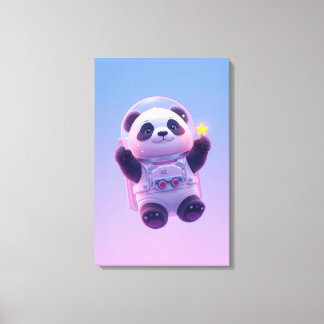 Cute Panda Astronaut Kinderen Muurkunst – Grappige Canvas Afdruk