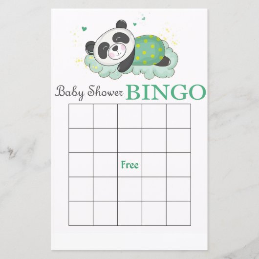Cute Panda baby shower bingo card (Voorkant)