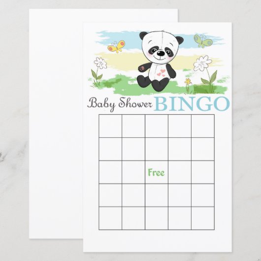 Cute Panda baby shower bingo card (Voorkant / Achterkant)