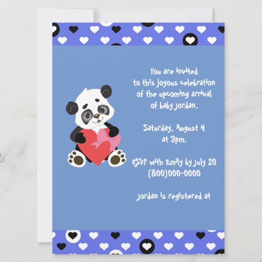 Cute Panda Baby shower Blue Kaart (Voorkant)