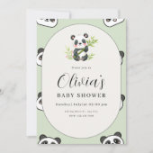 Cute Panda Baby Shower Green Botanical Panda Theme Kaart (Voorkant)