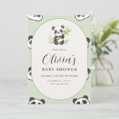 Cute Panda Baby Shower Green Botanical Panda Theme Kaart (Staand voorkant)