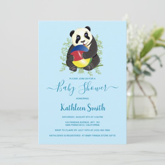 Cute Panda Baby shower Modern Light Blue Sweet Kaart (Staand voorkant)