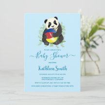 Cute Panda Baby shower Modern Light Blue Sweet