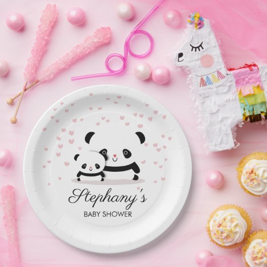 Cute Panda Baby shower Paper Borden Papieren Bordje (Feest)