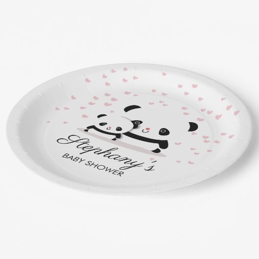 Cute Panda Baby shower Paper Borden Papieren Bordje (Gekanteld)
