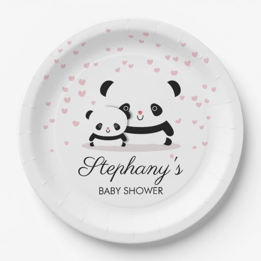 Cute Panda Baby shower Paper Borden Papieren Bordje (Voorkant)