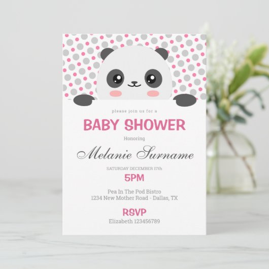 Cute Panda Baby shower Uitnodiging (Staand voorkant)