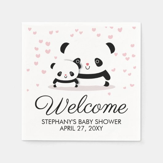Cute Panda Baby shower Welcome Napkins Servet (Voorkant)