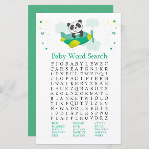 Cute panda Baby shower Word Search game