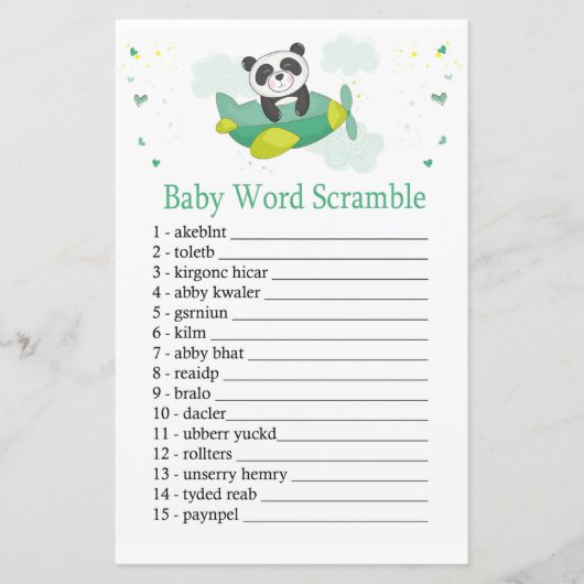 Cute panda Baby word scramble game (Voorkant)