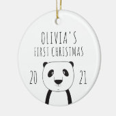 Cute Panda Babys First KerstBlack White Keramisch Ornament (Links)