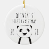 Cute Panda Babys First KerstBlack White Keramisch Ornament (Achterkant)