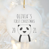 Cute Panda Babys First KerstBlack White Keramisch Ornament