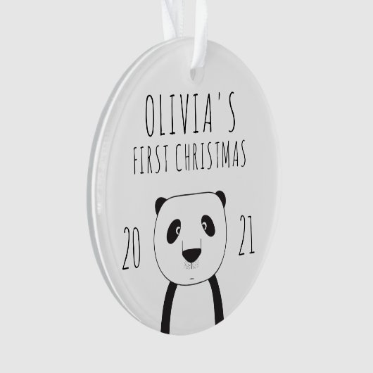 Cute Panda Babys First KerstBlack White Ornament (voorkant)