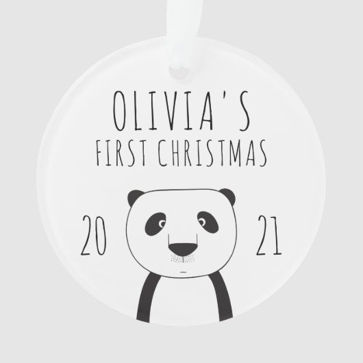 Cute Panda Babys First KerstBlack White Ornament (voorkant)