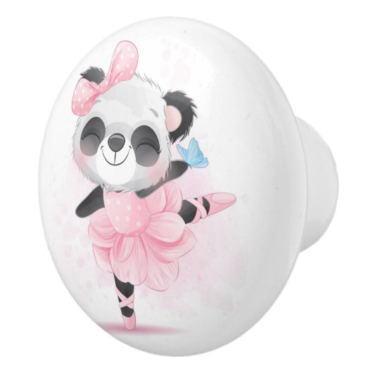 Cute Panda Ballerina Keramische Knop (Rechts)
