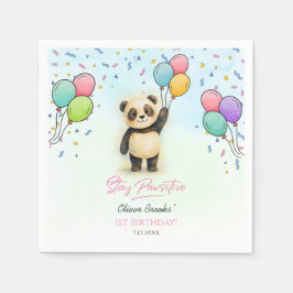 Cute Panda Balloon 1st Birthday Party Servet