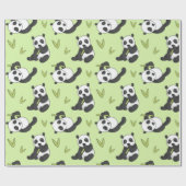Cute Panda bamboo Animal Pattern Gift Cute Summer Cadeaupapier (Vlak)
