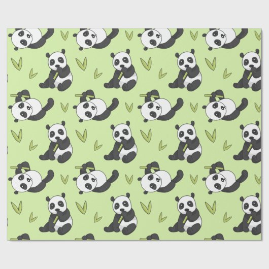 Cute Panda bamboo Animal Pattern Gift Cute Summer Cadeaupapier (Vlak)