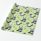 Cute Panda bamboo Animal Pattern Gift Cute Summer Cadeaupapier (Uitgerold)