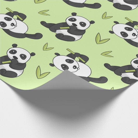 Cute Panda bamboo Animal Pattern Gift Cute Summer Cadeaupapier (Hoek)
