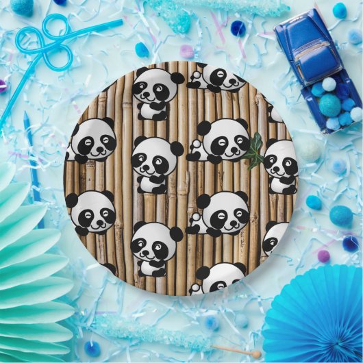 Cute Panda & Bamboo Print Paper Bord (Feest)