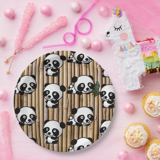 Cute Panda & Bamboo Print Paper Bord (Feest)