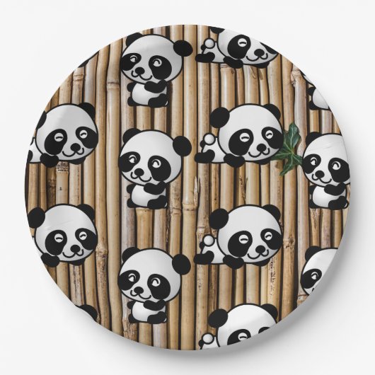 Cute Panda & Bamboo Print Paper Bord (Voorkant)