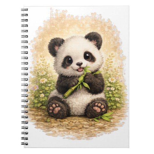 Cute Panda Bamboo Spiral Notebook Kawaii Notitieboek (Voorkant)