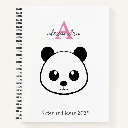 Cute Panda Bear 2026 Notebook – Personalized  Notitieboek (Voorkant)