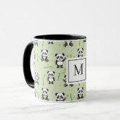 Cute Panda Bear Bamboo Kawaii Animals Monogram Mok (Voorkant links)