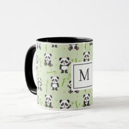 Cute Panda Bear Bamboo Kawaii Animals Monogram Mok